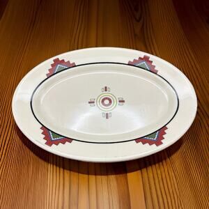 Vintage Iroquois "Iro-Tan Ware" Ceramic 11" Oval Platter South West Decor 1960s